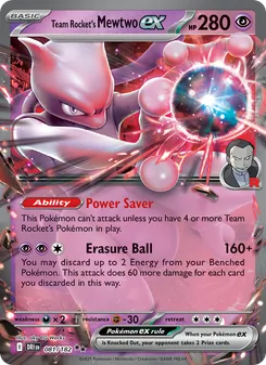 Team Rocket's Mewtwo ex card from Destined Rivals, number 081/182