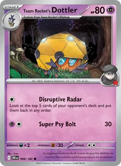 Team Rocket's Dottler card from Destined Rivals, number 088/182