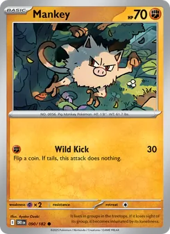 Mankey card from Destined Rivals, number 090/182