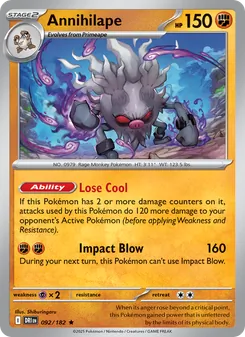 Annihilape card from Destined Rivals, number 092/182