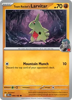 Team Rocket's Larvitar card from Destined Rivals, number 094/182