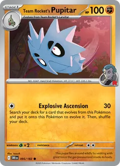 Team Rocket's Pupitar card from Destined Rivals, number 095/182