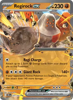 Regirock ex card from Destined Rivals, number 101/182