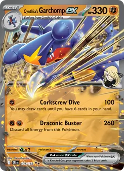 Cynthia's Garchomp ex card from Destined Rivals, number 104/182