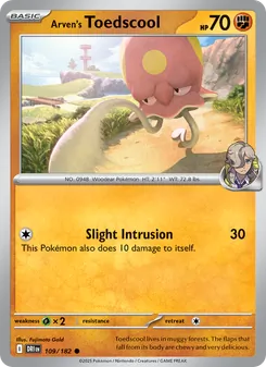 Arven's Toedscool card from Destined Rivals, number 109/182
