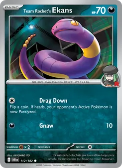 Team Rocket's Ekans card from Destined Rivals, number 112/182