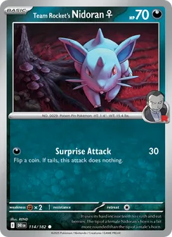 Team Rocket's Nidoran♀ card from Destined Rivals, number 114/182
