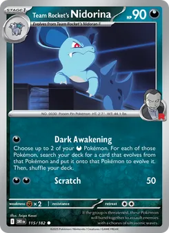 Team Rocket's Nidorina card from Destined Rivals, number 115/182