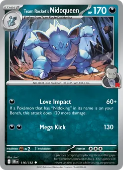 Team Rocket's Nidoqueen card from Destined Rivals, number 116/182