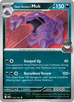 Team Rocket's Muk card from Destined Rivals, number 124/182