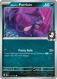 Marnie's Purrloin card from Destined Rivals, number 130/182