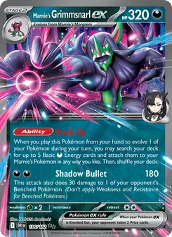 Marnie's Grimmsnarl ex card from Destined Rivals, number 136/182