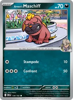 Arven's Maschiff card from Destined Rivals, number 138/182