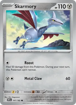 Skarmory card from Destined Rivals, number 141/182