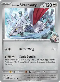 Steven's Skarmory card from Destined Rivals, number 142/182