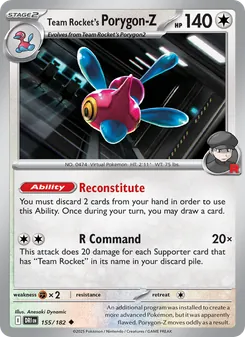 Team Rocket's Porygon-Z card from Destined Rivals, number 155/182