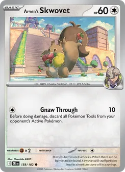 Arven's Skwovet card from Destined Rivals, number 158/182