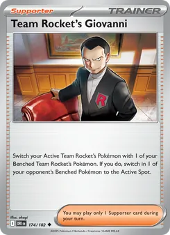 Team Rocket's Giovanni card from Destined Rivals, number 174/182