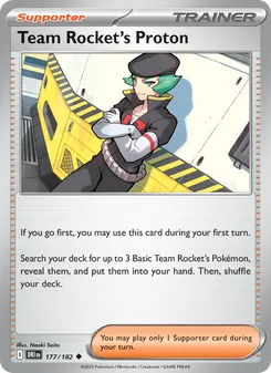 Team Rocket's Proton card from Destined Rivals, number 177/182