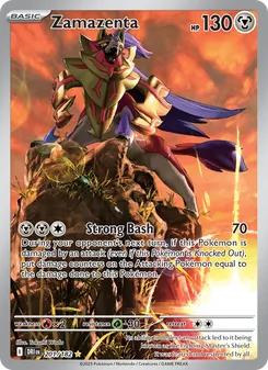 Zamazenta card from Destined Rivals, number 201/182