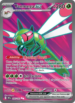 Yanmega ex card from Destined Rivals, number 206/182