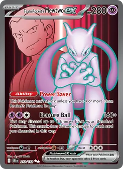 Team Rocket's Mewtwo ex card from Destined Rivals, number 213/182