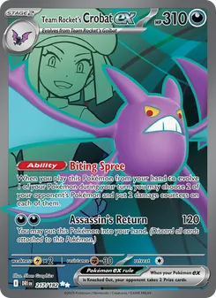 Team Rocket's Crobat ex card from Destined Rivals, number 217/182