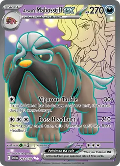 Arven's Mabosstiff ex card from Destined Rivals, number 218/182