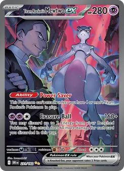 Team Rocket's Mewtwo ex card from Destined Rivals, number 231/182