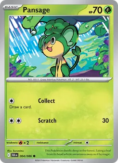 Pansage card from Black Bolt, number 004/86
