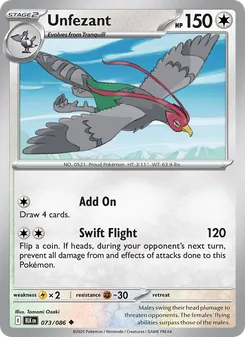 Unfezant card from Black Bolt, number 073/86