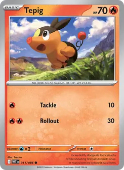 Tepig card from White Flare, number 011/86
