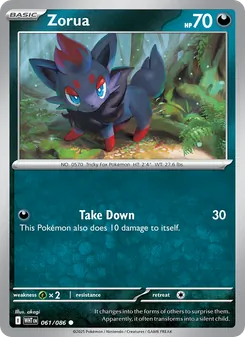 Zorua card from White Flare, number 061/86