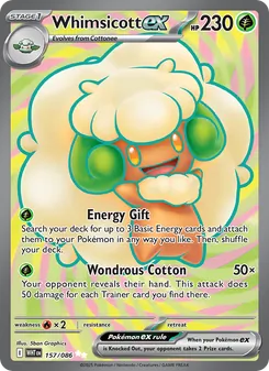 Whimsicott ex card from White Flare, number 157/86