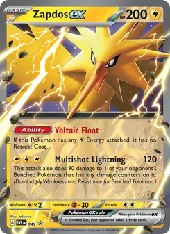 Zapdos ex card from SVP Black Star Promos, number 049/225