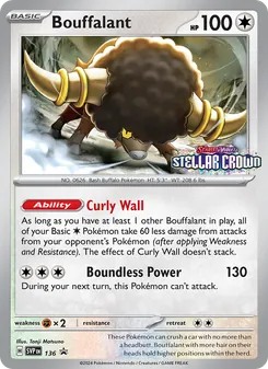 Bouffalant card from SVP Black Star Promos, number 136/225