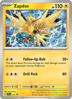 Zapdos card from SVP Black Star Promos, number 157/225