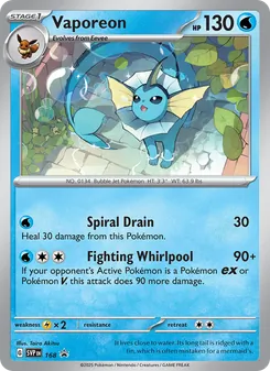 Vaporeon card from SVP Black Star Promos, number 168/225