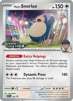 Hop's Snorlax card from SVP Black Star Promos, number 184/225