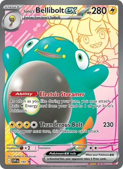 Iono's Bellibolt ex card from SVP Black Star Promos, number 194/225