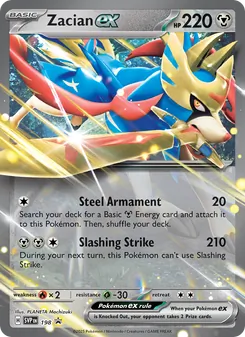 Zacian ex card from SVP Black Star Promos, number 198/225