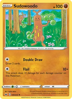 Sudowoodo card from Sword & Shield, number 100/202
