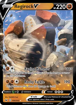 Regirock V card from Sword & Shield, number 104/202