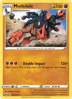 Mudsdale card from Sword & Shield, number 106/202