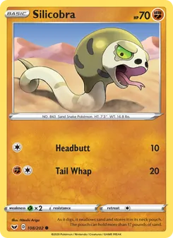 Silicobra card from Sword & Shield, number 108/202