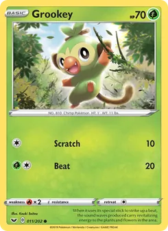 Grookey card from Sword & Shield, number 11/202