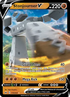 Stonjourner V card from Sword & Shield, number 115/202