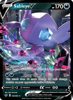 Sableye V card from Sword & Shield, number 120/202