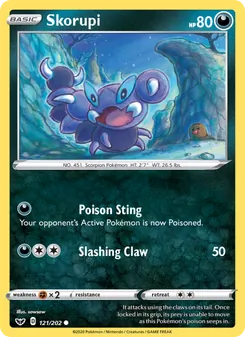 Skorupi card from Sword & Shield, number 121/202
