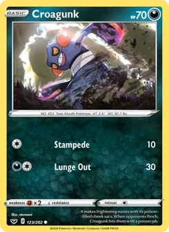 Croagunk card from Sword & Shield, number 123/202